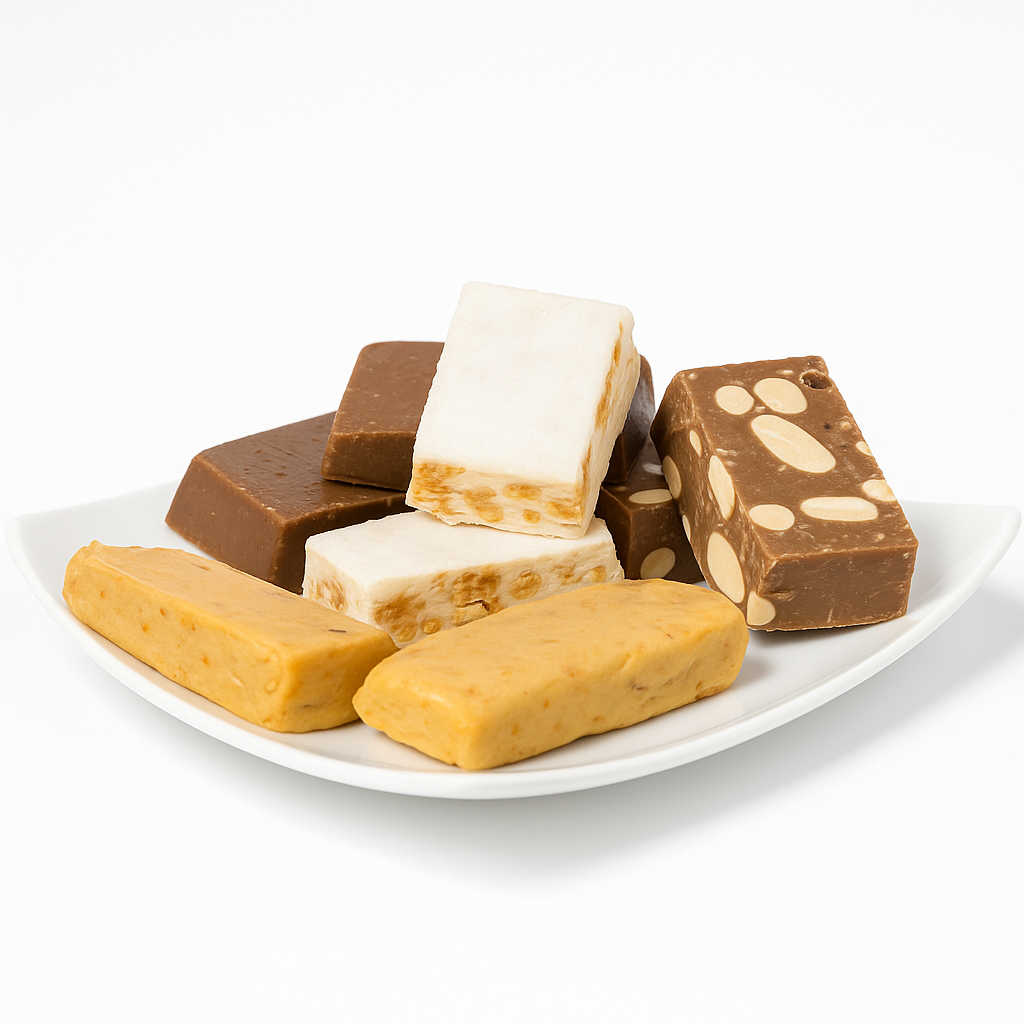 Andy A d Sugar Free Nougat Assortment , Gluten Free - 4 Delicious Flavors of Soft Almond Nougat with a Creamy Feel (16 Pcs) - Made in Europe 7 Oz  - 2 Pack