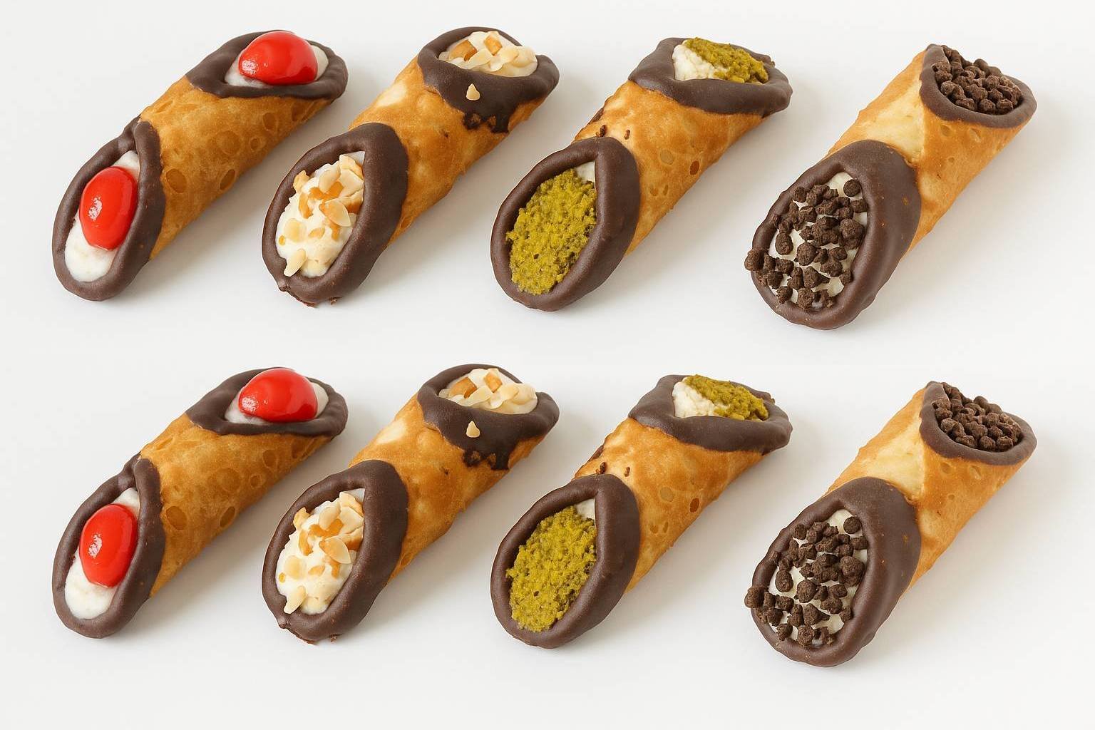 Chocolate Cannoli Italian Sicilian Creamy Dessert 4 Flavors 8 Pcs